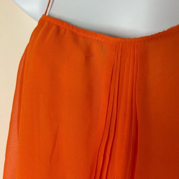 ZARA Cami Blouse Tank Top Chiffon Flowy V-neck Criss cross Bright Orange 00s S - Picture 11 of 13